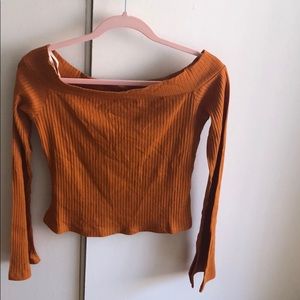 Orange rubbed off the shoulder blouse